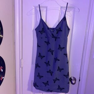 Purple midi bodycon dress with butterflies